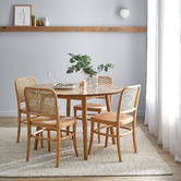 Milan Direct Hoffmann Replica Beech Wood &amp; Rattan Dining Side Chairs