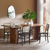 Milan Direct Hoffmann Replica Beech Wood &amp; Rattan Dining Side Chairs