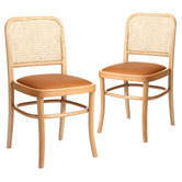 Milan Direct Natural &amp; Tan Hoffmann Replica Dining Side Chairs