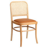 Milan Direct Hoffman Replica Beech Wood Rattan Faux Leather Dining Chairs