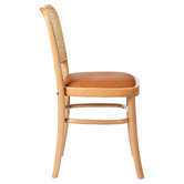 Milan Direct Hoffman Replica Beech Wood Rattan Faux Leather Dining Chairs