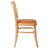 Milan Direct Hoffman Replica Beech Wood Rattan Faux Leather Dining Chairs