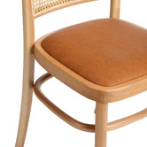 Milan Direct Hoffman Replica Beech Wood Rattan Faux Leather Dining Chairs