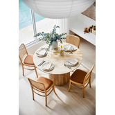 Milan Direct Hoffman Replica Beech Wood Rattan Faux Leather Dining Chairs