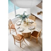 Milan Direct Hoffman Replica Beech Wood Rattan Faux Leather Dining Chairs