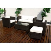 Naturally Provinicial Half Moon Bay 5 Piece Rattan Outdoor Sofa Set