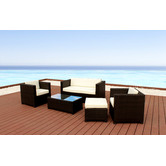 Naturally Provinicial Half Moon Bay 5 Piece Rattan Outdoor Sofa Set