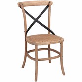 Naturally Provinicial French Country Metal Cross Back Dining Chair With Rattan Seat