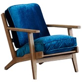 Naturally Provinicial Coila Solid Oak &amp; Velvet Leisure Armchair