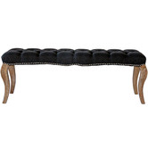 Naturally Provinicial Black Hayward Buttoned Linen Ottoman