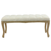 Naturally Provinicial Johanna Button Tufted Rubberwood Ottoman Bench