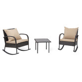 Naturally Provinicial 3 Piece Wyatt Outdoor Rocking Chairs &amp; Coffee Table Set