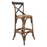 Naturally Provinicial 67cm Sanders Cross Back Oak Wood &amp; Rattan Barstool