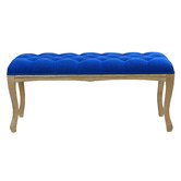 Naturally Provinicial Johanna Button Tufted Rubberwood Ottoman Bench