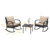 Naturally Provinicial 3 Piece Wyatt Outdoor Rocking Chairs &amp; Coffee Table Set