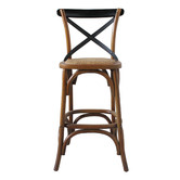 Naturally Provinicial 67cm Sanders Cross Back Oak Wood &amp; Rattan Barstool