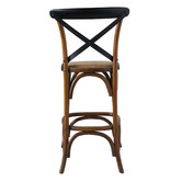 Naturally Provinicial 67cm Sanders Cross Back Oak Wood &amp; Rattan Barstool