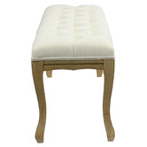 Naturally Provinicial Johanna Button Tufted Rubberwood Ottoman Bench