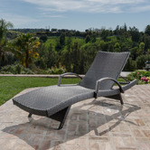Naturally Provinicial Grey Hilda PE Wicker Sun Lounges with Arm Rest