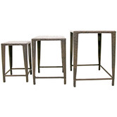 Naturally Provinicial 3 Piece Brown Clarissa Rattan Nesting Outdoor Side Tables