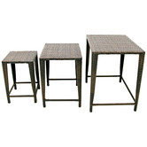Naturally Provinicial 3 Piece Brown Clarissa Rattan Nesting Outdoor Side Tables