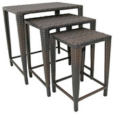 Naturally Provinicial 3 Piece Brown Clarissa Rattan Nesting Outdoor Side Tables