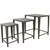 Naturally Provinicial 3 Piece Brown Clarissa Rattan Nesting Outdoor Side Tables