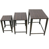 Naturally Provinicial 3 Piece Brown Clarissa Rattan Nesting Outdoor Side Tables