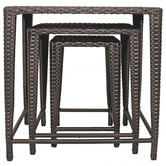 Naturally Provinicial 3 Piece Brown Clarissa Rattan Nesting Outdoor Side Tables