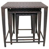 Naturally Provinicial 3 Piece Brown Clarissa Rattan Nesting Outdoor Side Tables