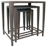 Naturally Provinicial 3 Piece Brown Clarissa Rattan Nesting Outdoor Side Tables