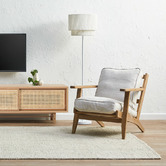 Naturally Provinicial Coila Solid Oak &amp; Linen Leisure Armchair