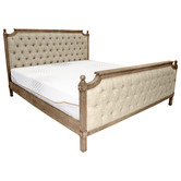 Naturally Provinicial Judah Button Tufted Linen Bed Frame