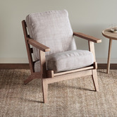 Naturally Provinicial Coila Solid Oak &amp; Linen Leisure Armchair