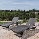 Naturally Provinicial Grey Hilda PE Wicker Sun Lounges with Arm Rest