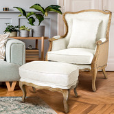 Naturally Provinicial Grey Valeriana Linen Ottoman