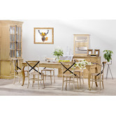 Naturally Provinicial French Country Metal Cross Back Dining Chair With Rattan Seat