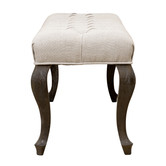 Naturally Provinicial Hannah Button Tufted Oak Wood Ottoman Bench