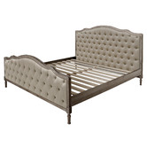 Naturally Provinicial Friedrich Button Tufted Oak Wood Bed Frame