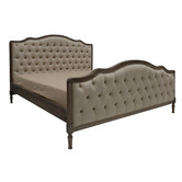 Naturally Provinicial Friedrich Button Tufted Oak Wood Bed Frame