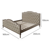 Naturally Provinicial Friedrich Button Tufted Oak Wood Bed Frame