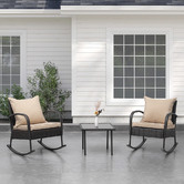 Naturally Provinicial 3 Piece Wyatt Outdoor Rocking Chairs &amp; Coffee Table Set