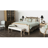 Naturally Provinicial Judah Button Tufted Linen Bed Frame