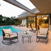 Naturally Provinicial 3 Piece Wyatt Outdoor Rocking Chairs &amp; Coffee Table Set