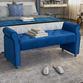 Naturally Provinicial Rogue Velvet Ottoman Bench