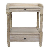 Naturally Provinicial French Country One Drawer Bedside Table With Pull Out Shelf