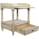 Naturally Provinicial French Country One Drawer Bedside Table With Pull Out Shelf