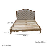 Naturally Provinicial Beige Leia Linen Bed Frame