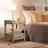 Naturally Provinicial French Country One Drawer Bedside Table With Pull Out Shelf