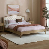 Naturally Provinicial Beige Leia Linen Bed Frame